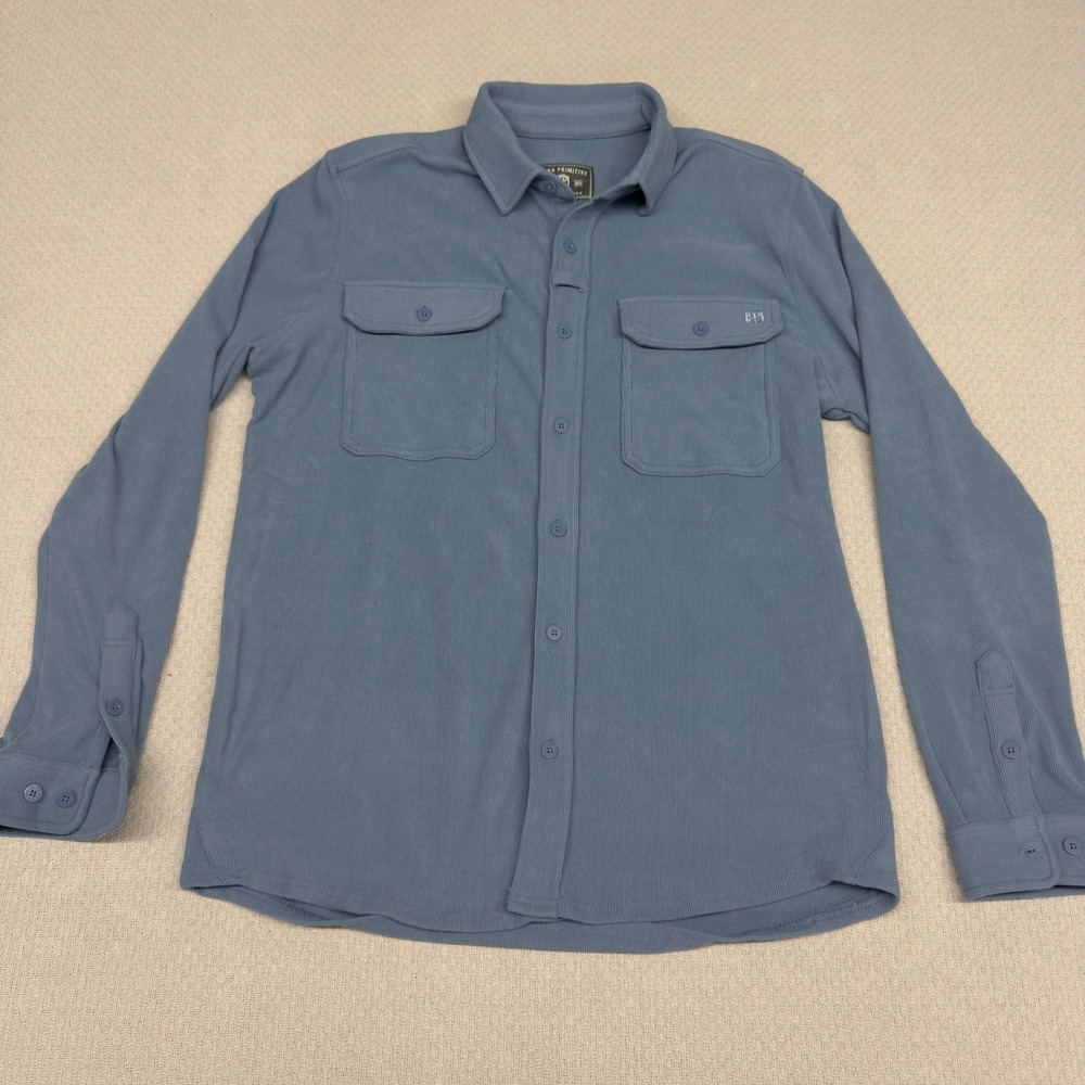 Born Primitive Shirt Mens Medium Blue Ribbed Performance Button Down Stretch
